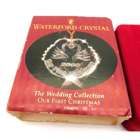 Waterford Crystal The Wedding Collection Our First Christmas 2000 Ornament & Box - Picture 2 of 9